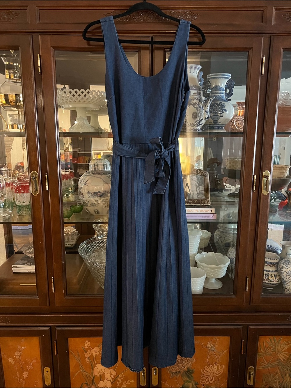 Gaia Firenze denim pleated maxi dress size XL